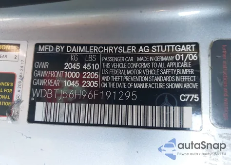 2006 Mercedes-Benz Clk 350 z USA, uszkodzony, nr VIN WDBTJ56H96F191295